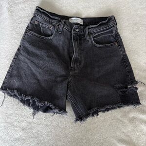 Abercrombie & Fitch Charcoal Frayed Jean Shorts